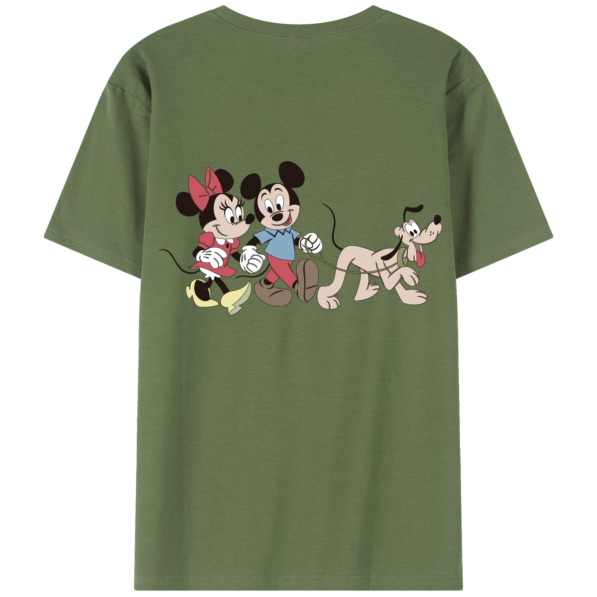 ミッキーマウス Mickey Mouse 綿100％ メンズ半袖Tシャツ（バックプリント） 通気性